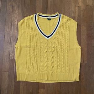Yellow Sweater Vest w/White & Navy Blue Edging NWOT